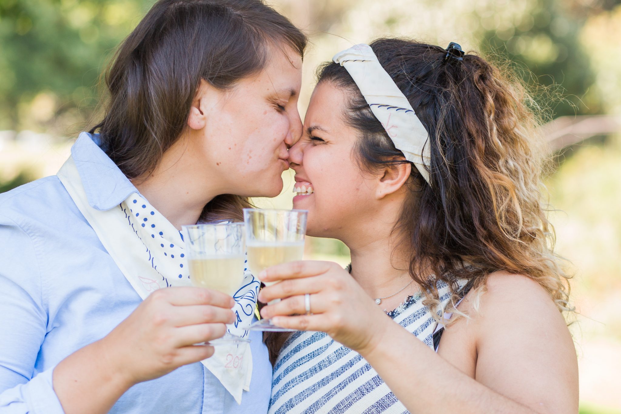 same sex couple elopement kissing on the nose